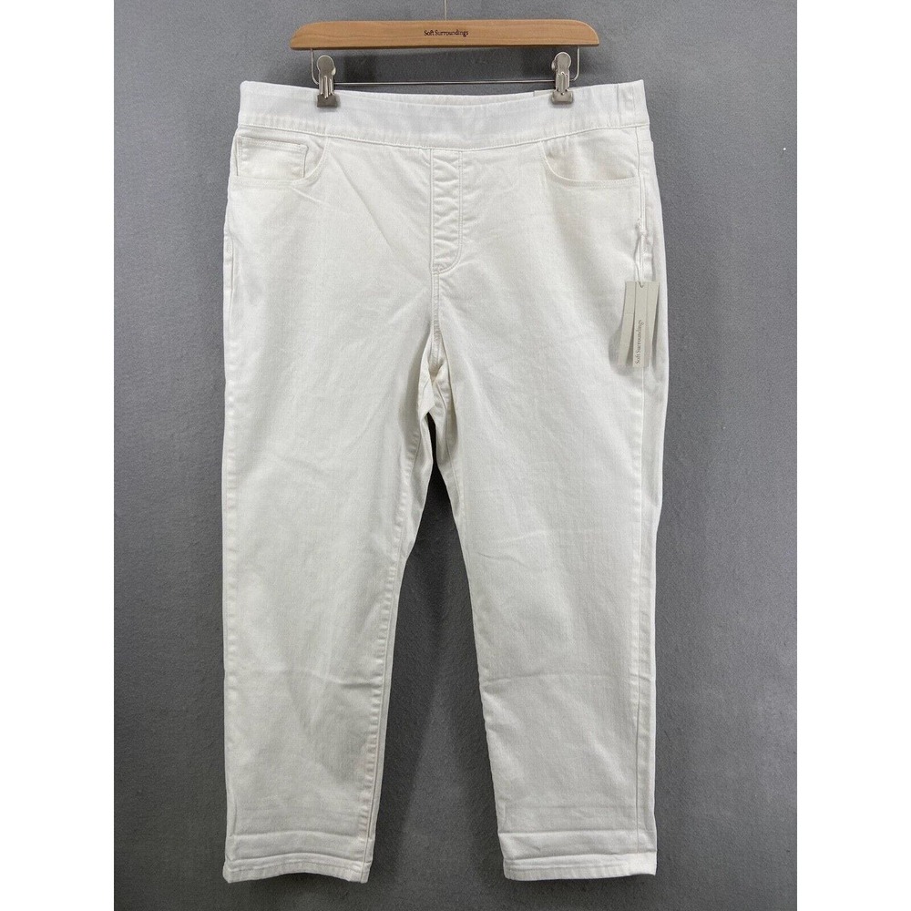 NWT Soft Surroundings Pants Womens Sz 3X White Ultimate Denim Pull On Cropped